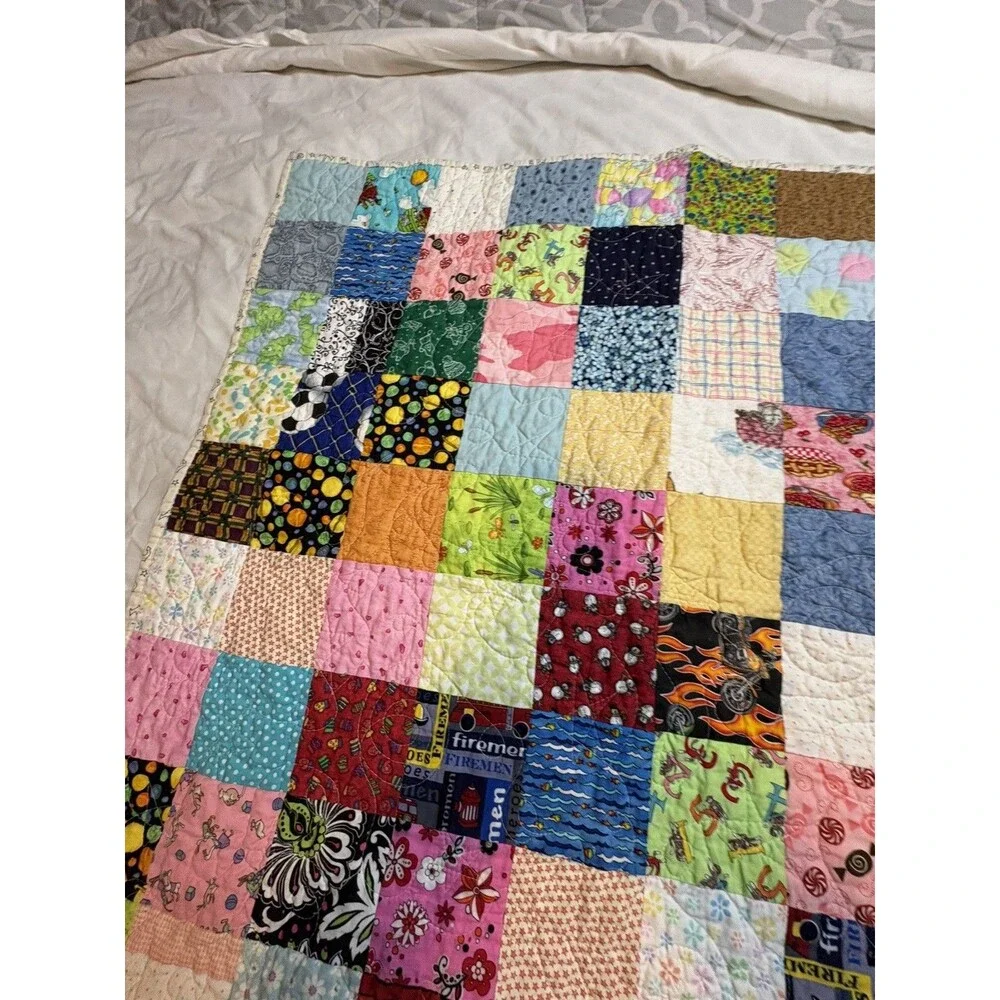 Patchwork Baby Quilt Anchors On Back Proverbs Scripture On Back See Pics 38”x38”